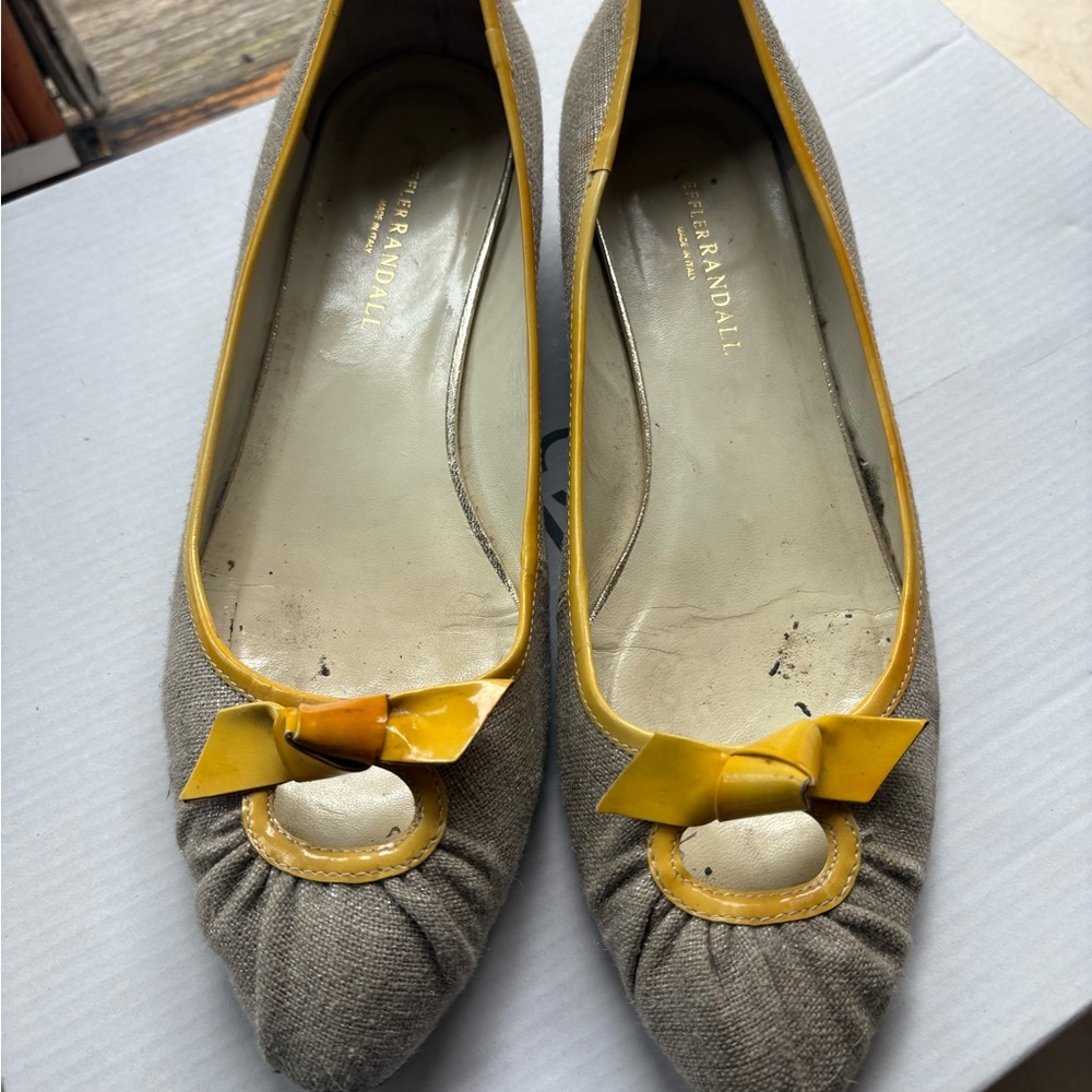 Loeffler Randall Yellow and Tan Bow Flats